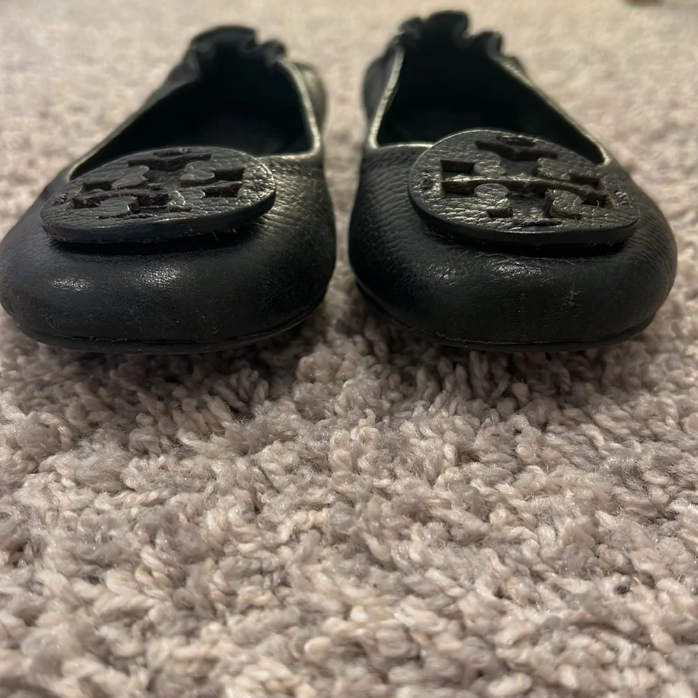 Tory Burch Minnie Black Leather Ballet Flats